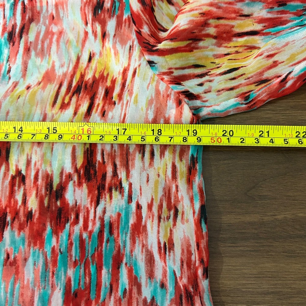 NWOT ZOA New York Multicolor Abstract Blouse Women XS 3/4 Tab Sleeve - Picture 6 of 8